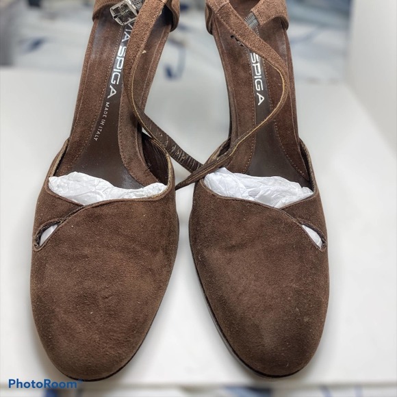 Via Spiga Ankle Strap Leather Pumps Brown - Picture 1 of 5
